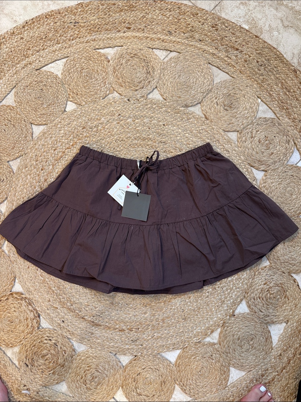 Women's Brown Tiered Mini Skort
